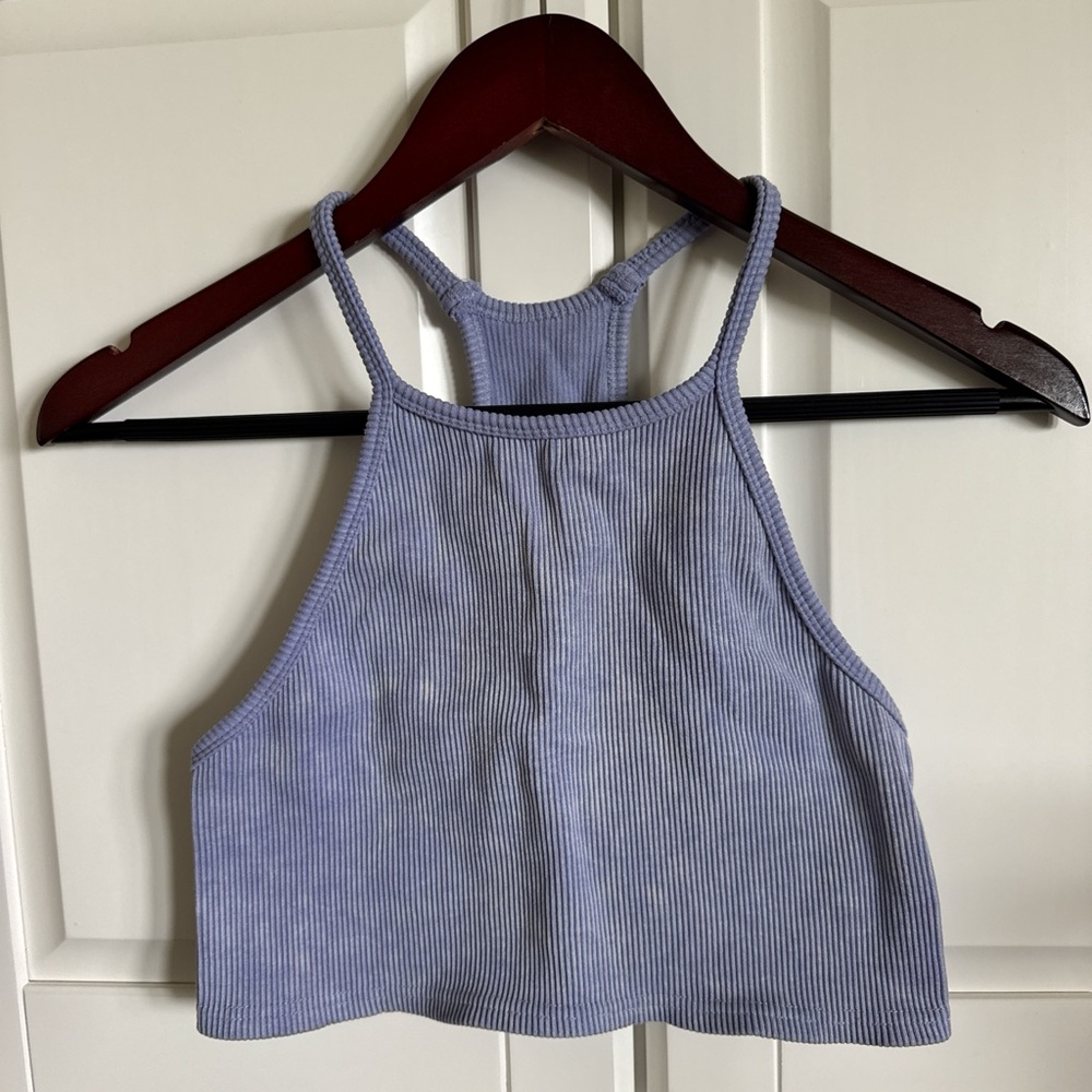Blue Ribbed Women's Top